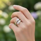 Sterling Silver 925 Marquise CZ Wave Ring "Allure"