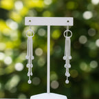 Sterling Silver 925 CZ Dangle Drop Threader Earrings "Lumina"