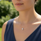 Sterling Silver 925 Cross Charm Cord Necklace "Invisible Faith"