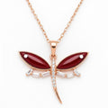 Sterling Silver 925 Dragonfly CZ Rose Gold Pendant Necklace "Libellula"