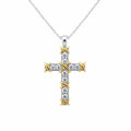 Sterling Silver 925 Cross Pendant Yellow Gold Plated CZ Necklace "Belle"