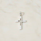 Sterling Silver 925 Double Cross Pendant "Noel"