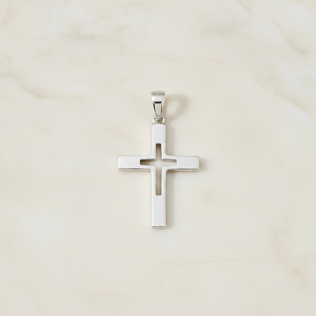 Sterling Silver 925 Double Cross Pendant "Noel"