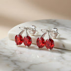 Sterling Silver 925 Cherry Stud Earrings “Sweet Scarlet”