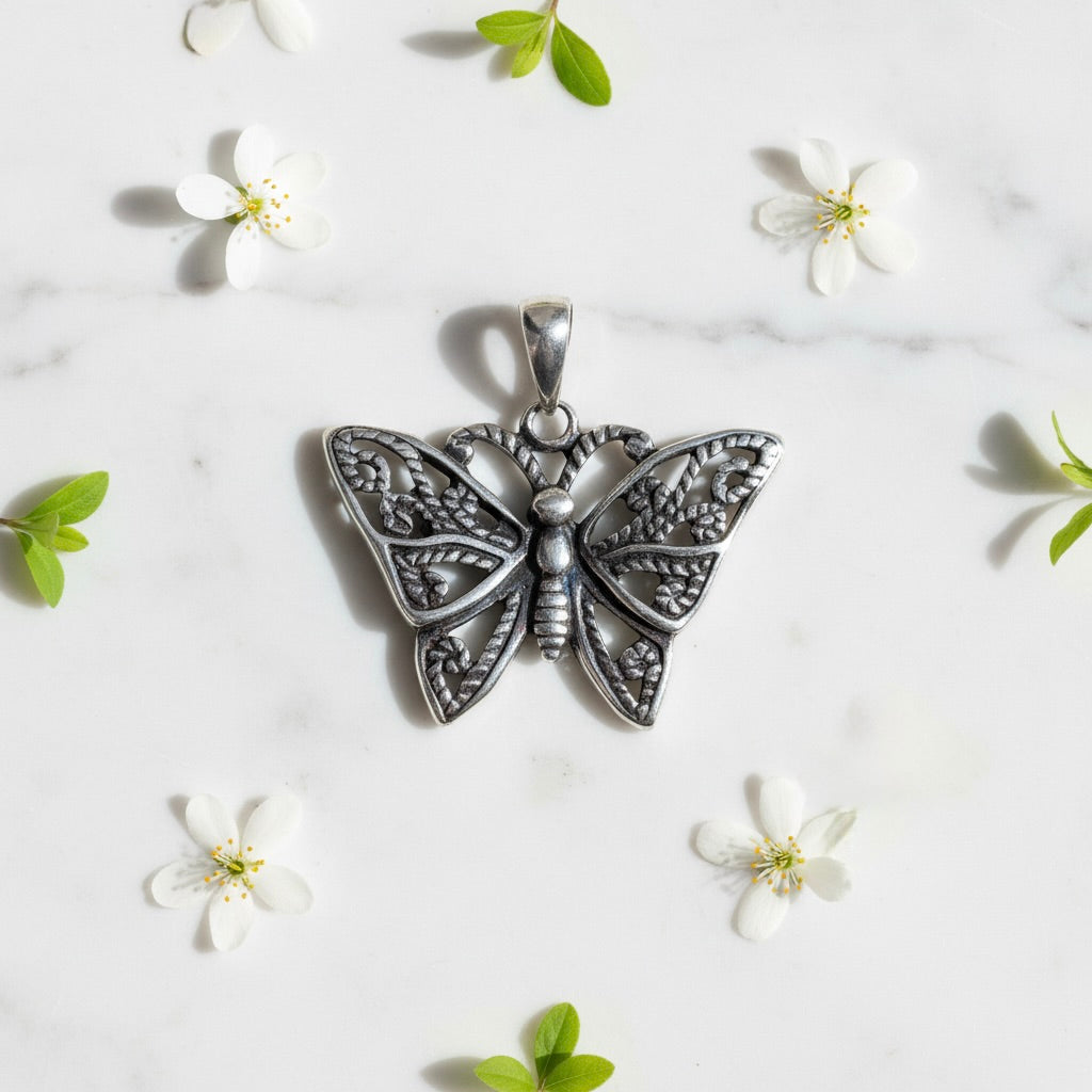 Sterling Silver 925 Butterfly Oxidised Pendant "Nova"