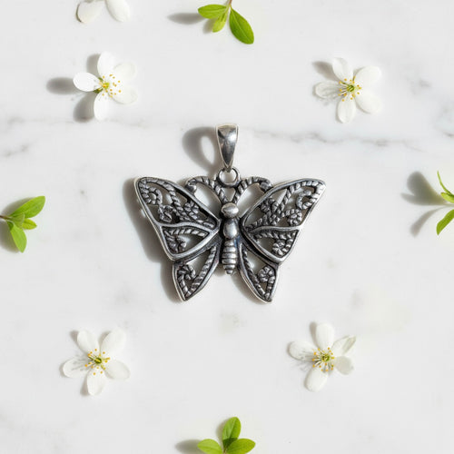 Sterling Silver 925 Butterfly Oxidised Pendant "Nova"