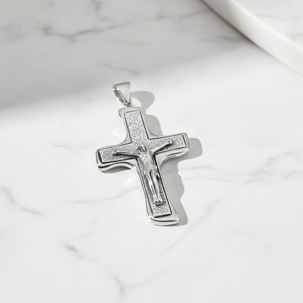 Sterling Silver 925 Cross Crucifix Pendant "Son of God"