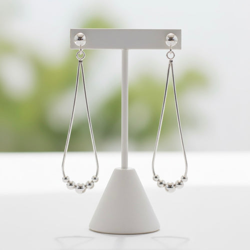 Sterling Silver 925 Bead Drop Dangle Stud Earrings "Cascade"
