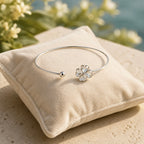 Sterling Silver 925 Clover Swarovski Crystals Cuff Bracelet "Blessed"
