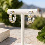 Sterling Silver 925 CZ Hoop Yellow Gold Plated Earrings "Belle"