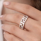 Sterling Silver 925 Greek Key Meander Band Ring "Elika"