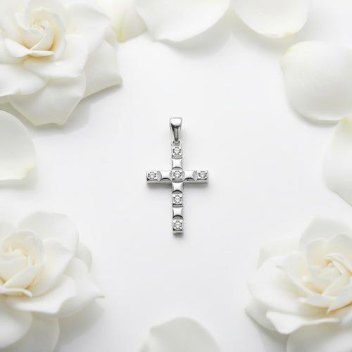 Sterling Silver 925 Cross Cubic Zirconia Pendant "Riviera"
