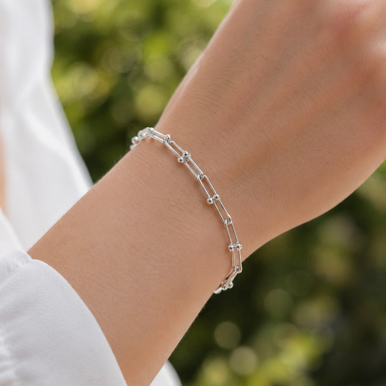 Sterling Silver 925 Chain Link Bracelet "The U"