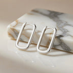 Sterling Silver 925 Rectangular Huggie Hoop Earrings “Urban Edge”