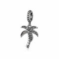 Sterling Silver 925 Palm Tree Bracelet CZ Stones Charm "Summer Breeze"