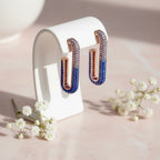 Sterling Silver 925 Rose Gold Plated Blue Pavé Stud Earrings “Azure Sparkle”