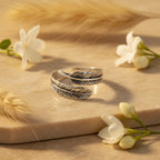 Sterling Silver 925 Leaf Wrap Band Ring Adjustable Sizes "Sylvia"