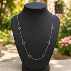 Sterling Silver 925 Openwork Four Leaf Clover Chain Necklace "Oxalis"