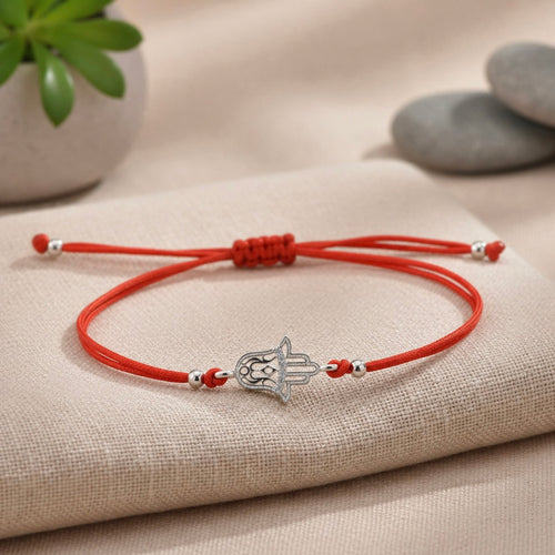 Red String Bracelet with Sterling Silver 925 Hamsa Charm “Blessed Hand”