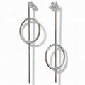Sterling Silver 925 Minimalist Bar Circle Stud Earrings "Zen"