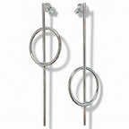 Sterling Silver 925 Minimalist Bar Circle Stud Earrings "Zen"