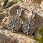 Sterling Silver 925 Openwork Octagon Dangle Earrings "Enigma"