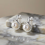 Sterling Silver 925 Freshwater Pearl Earrings “Twisted Grace”