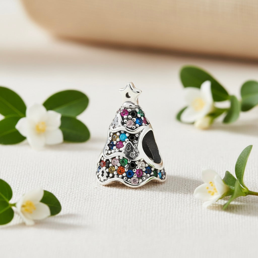 Sterling Silver 925 Colourful Christmas Tree Bracelet Charm “Noel”