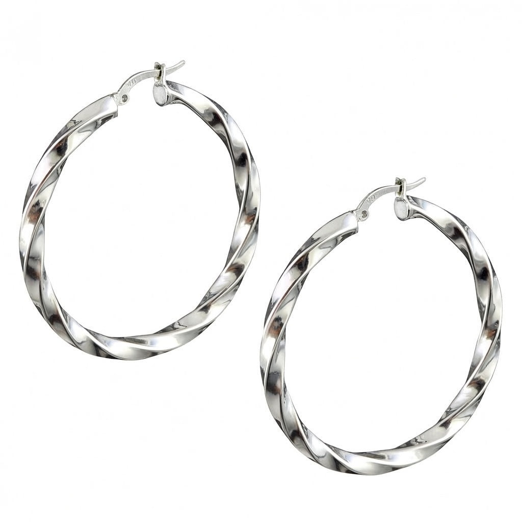Sterling Silver 925 Twisted Hoop Earrings "Eira"