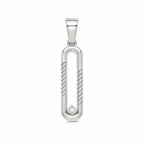 Sterling Silver 925 Rectangular Open CZ Pendant "Linea"