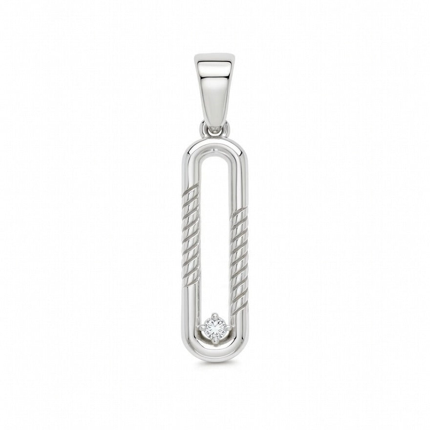 Sterling Silver 925 Rectangular Open CZ Pendant "Linea"