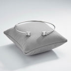 Sterling Silver 925 Open Bangle Bracelet with Sparkling CZ Gemstones “City Lights”