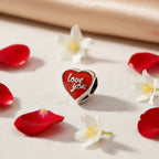 Sterling Silver 925 Red Heart “Love You” Bracelet Charm
