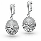 Sterling Silver 925 Round Drop Oxidised Earrings “Thunder Storm”