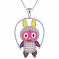 Sterling Silver 925 Labubu CZ Necklace Pendant "Fiona"