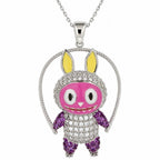 Sterling Silver 925 Labubu CZ Necklace Pendant "Fiona"
