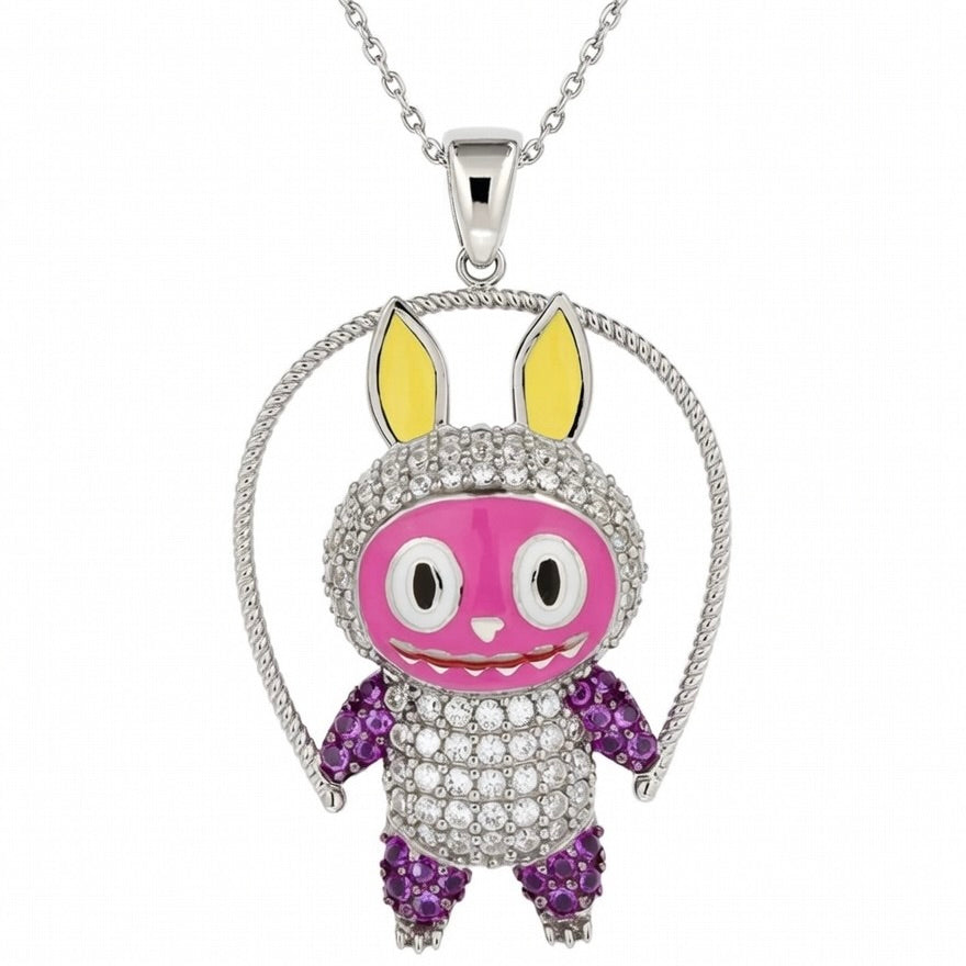 Sterling Silver 925 Labubu CZ Necklace Pendant "Fiona"