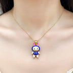 Yellow Gold Plated Sterling Silver 925 Labubu Necklace Pendant "Aoyie"