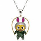 Sterling Silver 925 Labubu CZ Necklace Pendant "Bianka"