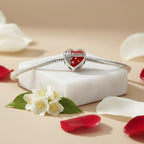 Sterling Silver 925 Red Heart “Love You” Bracelet Charm