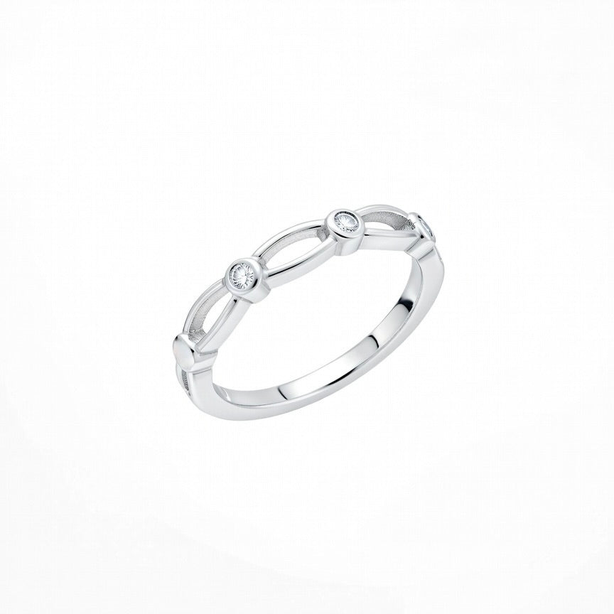 Silber 925 Funkelnder Bogen Zirkonia Ring "Teya"
