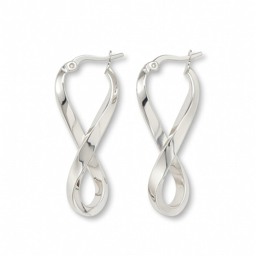 Sterling Silver 925 Infinity Twist Hoop Earrings "Olivia"