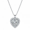Sterling Silver 925 Halo Heart CZ Charm Necklace Pendant "Ore"
