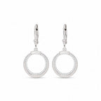 Sterling Silver 925 CZ Open Hoop Drop Earrings "Loran"