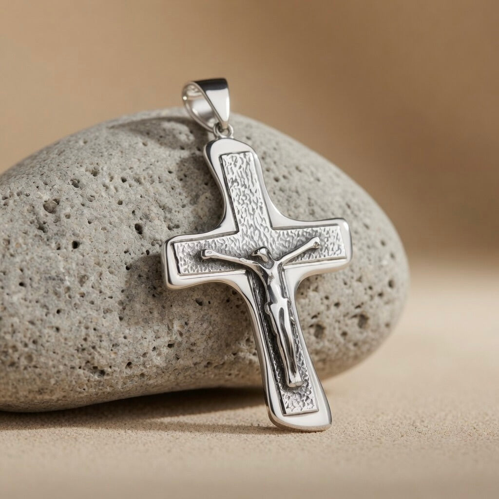 Sterling Silver 925 Cross Crucifix Pendant "Son of God"