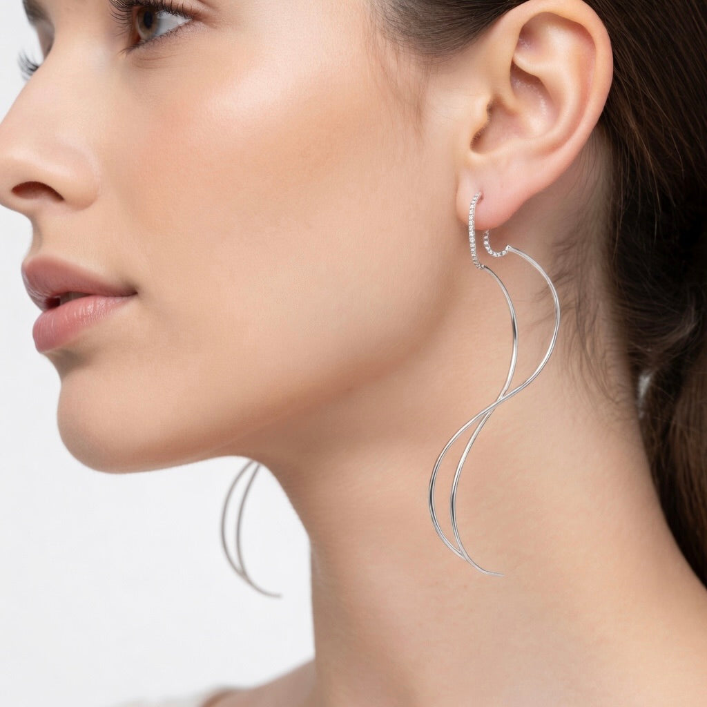 Sterling Silver 925 Long Threader Earrings “Airy”