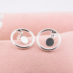 Sterling Silver 925 Dangle Circle Stud Earrings "Halo"