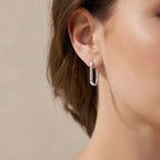 Sterling Silver 925 Rectangular Huggie Hoop Earrings “Urban Edge”