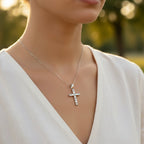 Sterling Silver 925 Cross Cubic Zirconia Pendant "Riviera"