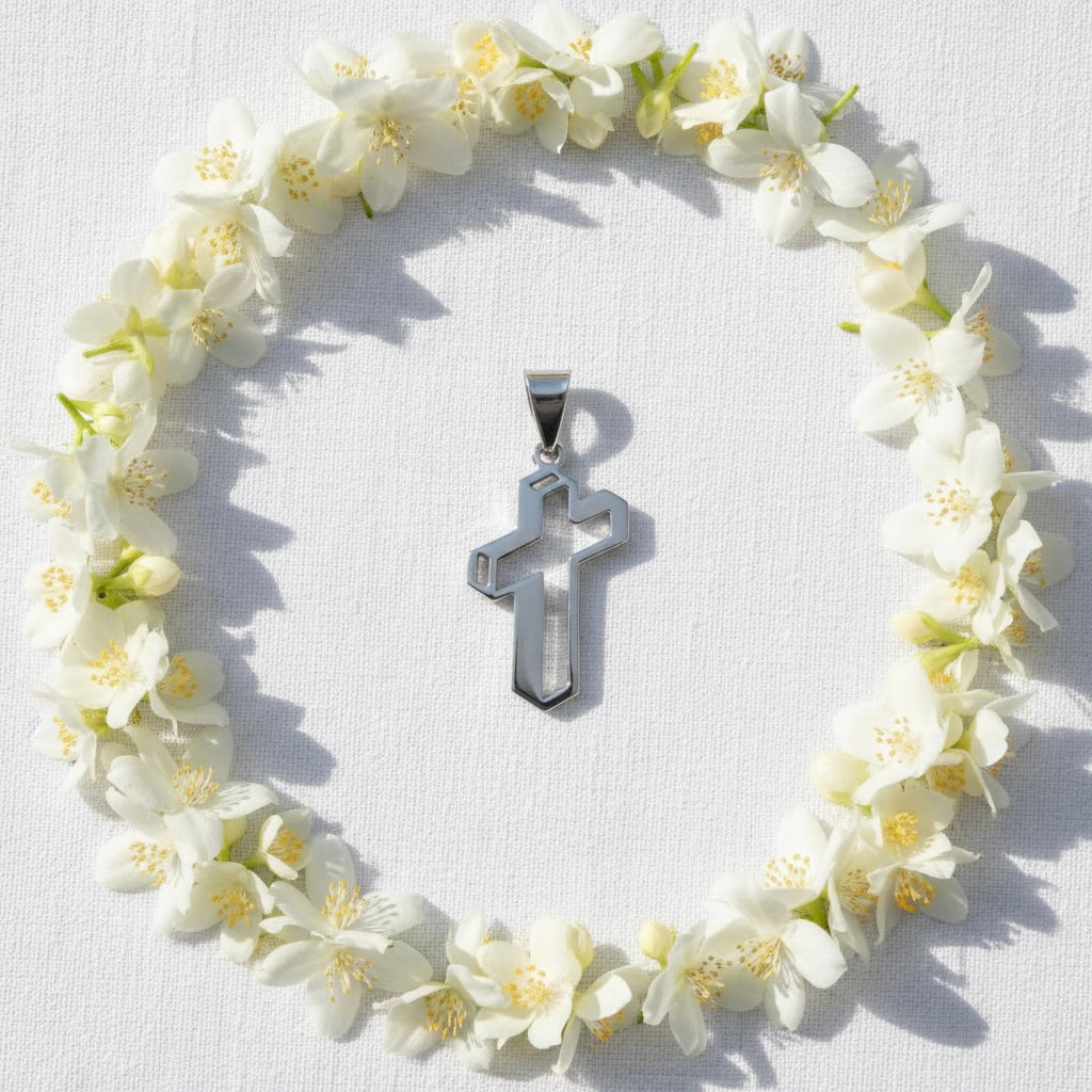 Sterling Silver 925 Unisex 3D Cross Pendant "Ortho"